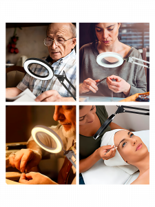 Лампа настольная с лупой и подсветкой для работы 10х Орбита OT-INL88 Белая